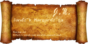 Janák Margaréta névjegykártya